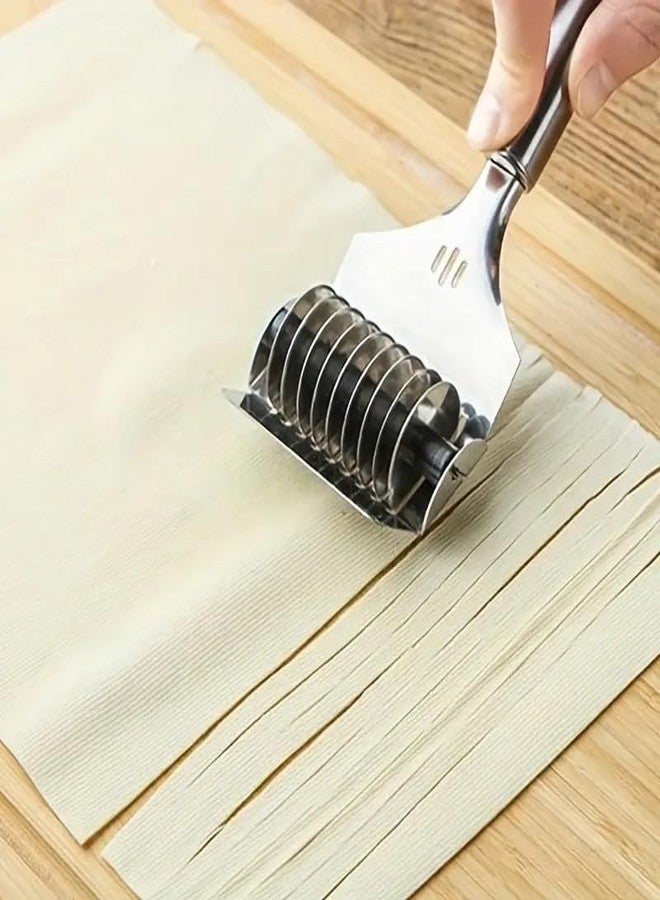 PUTHAK Stainless Steel Manual Noodle Cutter - Stainless Steel Noodle Maker Nool porotta Roller Docker Dough Cutter Tool Multifunctional Kitchen Gadget for Pasta, Spaghetti & More - Image 2